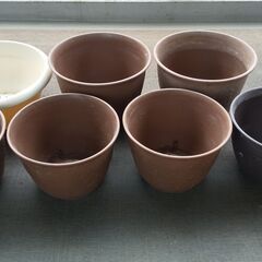 中古のプラスチック植木鉢・受け皿差し上げますの画像