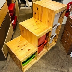 【武蔵小山店】  IKEA イケア トロファスト TROFAST おもちゃ収納 子供収納 キッズ収納 階段収納 ボックス収納 カラーボックス 天然木 収納棚 収納ボックス 木製 キッズ家具の画像
