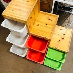 【武蔵小山店】  IKEA イケア トロファスト TROFAST おもちゃ収納 子供収納 キッズ収納 階段収納 ボックス収納 カラーボックス 天然木 収納棚 収納ボックス 木製 キッズ家具の画像