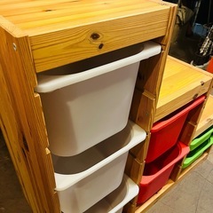 【武蔵小山店】  IKEA イケア トロファスト TROFAST おもちゃ収納 子供収納 キッズ収納 階段収納 ボックス収納 カラーボックス 天然木 収納棚 収納ボックス 木製 キッズ家具の画像