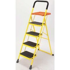 ※【新品】 ファミリー・ライフ 便利なトレー付き脚立 4段 折り...