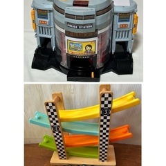 ②　訳あり　知育玩具　おもちゃ　ミニカー　ポリスステーション　木...