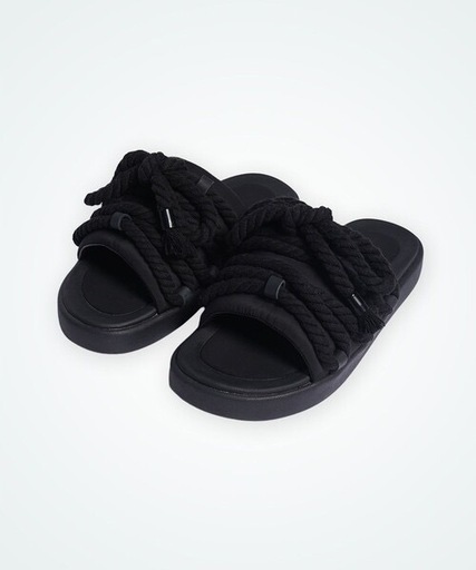 【新品】フットインダストリーブラックロープスタイルスサンダル