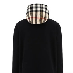 Burberryチェックフードコットンジップフーディの画像