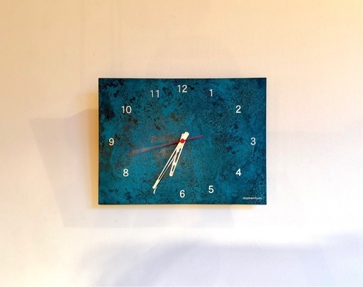 time and space 銅の壁掛け時計スクエア型