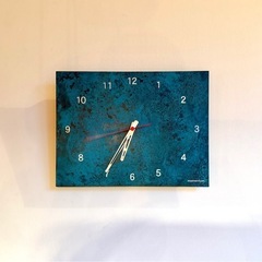 time and space 銅の壁掛け時計スクエア型