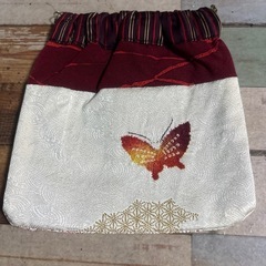 ハンドメイド バネ口 ポーチ ショルダー 和柄 リメイクの画像