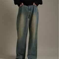 【LURAKU】Semi-flared washed denim - セミフレアウォッシュデニムの画像