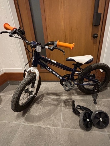 ヨツバサイクル 14インチ ネイビー 補助輪 スタンド付き