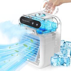 DAYUIRA 冷風機 冷風扇 強力 卓上クーラー 卓上冷風機 強力送風 1台4役 小型 静音 500ML大容量 2段階風量 上下角度調整 冷風扇 2段階噴霧量 氷いれ可能 ミニクーラー 置き型 冷風扇風機 クーラー並み 涼しい冷風機 コンパクト USB 充電