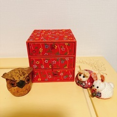 和風　小物入れ ちりめん細工　竹細工