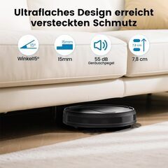 ロボット掃除機 2800Pa 強力吸引 お掃除クリーナー 音量調節 静音 120分間 WiFi App対応 リモコン遠隔操作 Alexa対応不可 自動充電 落下防止 衝突センサー 自動掃除機 AIRROBO (ブラック-パターン2)の画像