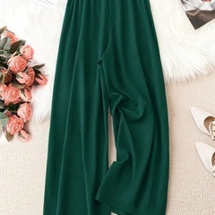新品　ワイドパンツ　カジュアルパンツ　緑　XL〜2XL ゆったり　レディースの画像