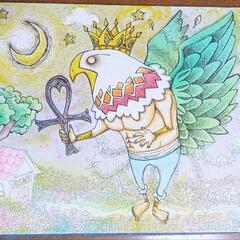 手描き作品  三日月の祈り 