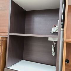 J9663　NITORI　ニトリ　食器棚　キッチンボード　コパン60RB-DBR3　ダークブラウン　クリーニング済み【リユースのサカイ柏店】の画像