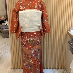 18　訪問着 フルセット 着物•帯•帯揚げ•帯締め•伊達襟(重ね襟)の5点セットの画像