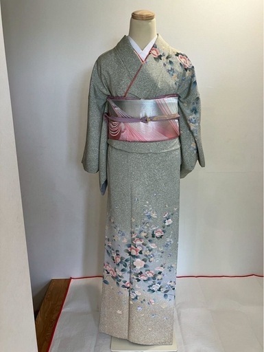 19　訪問着 フルセット 着物•帯•帯揚げ•帯締め•伊達襟(重ね襟)の5点セット