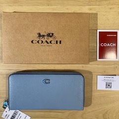コーチ　ラウンドジップブルー長財布B①