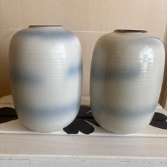九谷焼 阿古造鶴壺飾り骨董 華道具 花器  2個セット の画像