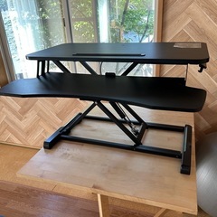 昇降式スタンディングデスク 幅80cm／キーボードトレイ固定／引...