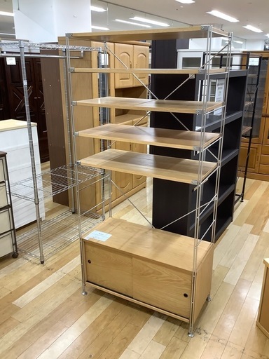 【トレファク　ラパーク岸和田店】無印良品　ユニットシェルフ　6段　スライド扉