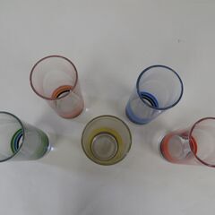 未使用品 Sasaki Glass 佐々木硝子 Pierre Cardin ピエール・カルダン グラス5個セット 色違いの画像