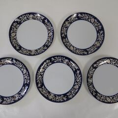 未使用品 YAMANI ヤマニ 景春窯 オリエントパスタ皿 5枚セット フォーク付き パスタプレート の画像