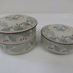 未使用品 第一陶器 若木パーティー揃 蓋付深鉢 3個(1個蓋無し) ＆ 小皿 5枚 セットの画像
