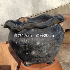 厚手の陶器植木鉢　中古　睡蓮鉢の様なデザイン
