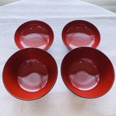 雑煮椀 越前塗雑煮椀 黒内朱　2客の画像