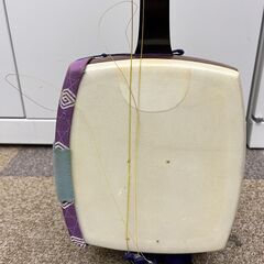 ij2734N 三味線 太棹 丸打胴 和楽器 弦楽器 伝統楽器 楽譜 保存ケース付き 演奏動作未確認 万葉 古道具 時代 ジャンクの画像