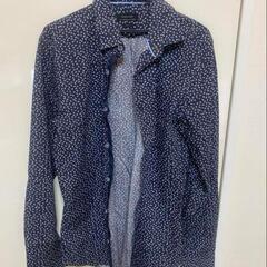 【売り切り】ZARA MAN ネイビー花柄シャツ スリムフィット