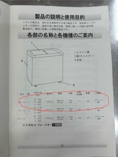 冷凍ショーケース TBSC-117F