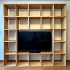【受渡決定】無印良品 スタッキングシェルフ オーク材 5列5段 50型TV設置可の画像