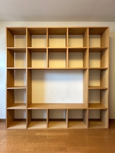 【受渡決定】無印良品 スタッキングシェルフ オーク材 5列5段 50型TV設置可