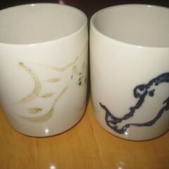 湯呑み　湯のみ　陶器　魚のデザインありの画像