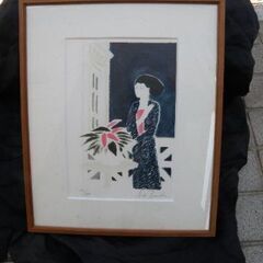 アンドレ・ブラジリエ(仏) カラーリトグラフ バルコニーの女性と...
