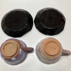 ⭐︎値下げ⭐︎A2506-006 萩焼窯元 天鵬山 輪花コーヒー碗2客 ※バラ売り不可 未使用品の画像