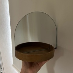 雑貨　アクセサリートレイ付きミラー