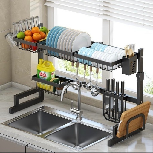 水切りラック シンク上 ステンレス キッチン収納 棚 伸縮式 2段 組み立て簡単