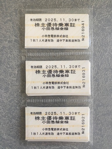 小田急電鉄 　株主優待乗車証(電車全線) ×30枚