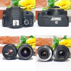 【全国送料無料】 Canon EOS Kiss X7✨ 超望遠 ダブルレンズセット ズームセット✨ 届いたらすぐに使えます✨ キヤノン キャノンの画像