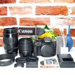 【全国送料無料】 Canon EOS Kiss X7✨ 超望遠 ダブルレンズセット ズームセット✨ 届いたらすぐに使えます✨ キヤノン キャノンの画像