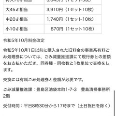 豊島区　粗大ゴミ処理手数料原符　事業系有料ごみ処理券　粗大ゴミ処理券　の画像