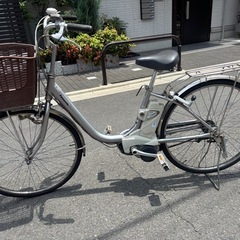 Panasonic電動アシスト自転車 シルバー 前面バスケット付き 