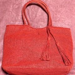 ★HusHusH★夏素材 トートバッグ レッド タッセル付き
