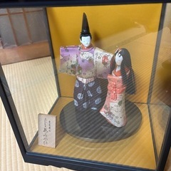 木目込人形 紫 ピンク ケース付きの画像