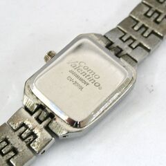 動作品 COMO VALENTINO クオーツ式腕時計 3針 スクエア ブラックダイヤル 文字盤・ブレスに劣化あり 25年5月電池交換 札幌市 清田区 平岡の画像