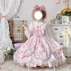 【新品】ロリータワンピース ピンク フリル レース リボン