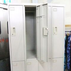 ① 8人用 スチールロッカー カギ無し 4列2段 幅90 奥行51.5 高さ179cm グレー オフィス 事務所 業務用 札幌市 厚別区の画像